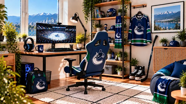 Inspirace pro fanouškovský pracovní koutek Vancouver Canucks