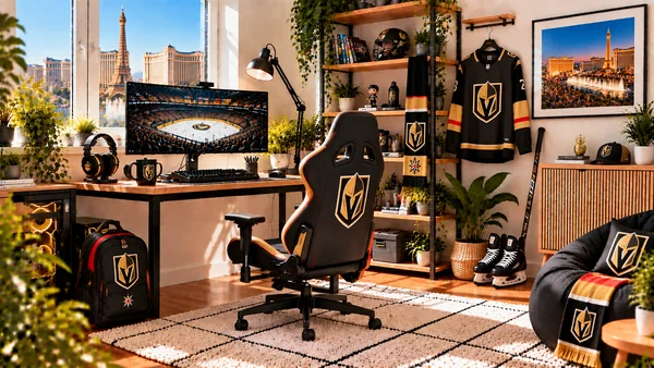 Inspirace pro fanouškovský pracovní koutek Vegas Golden Knights