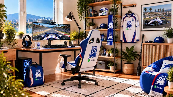 Inspirace pro fanouškovský pracovní koutek Visa Cash App RB