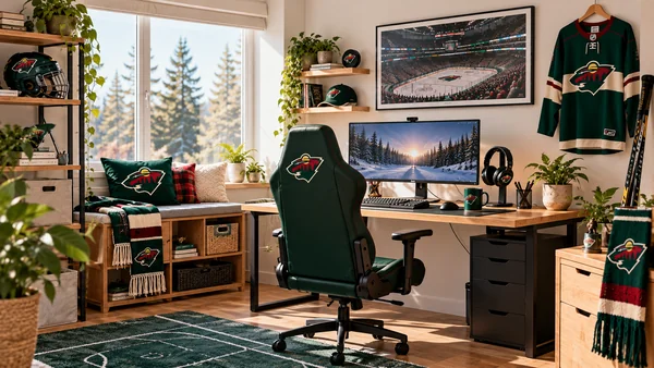 Inspirace pro fanouškovský pracovní koutek Minnesota Wild